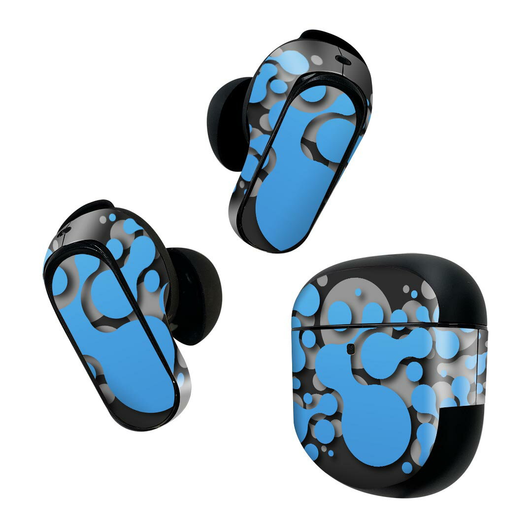 Bose QuietComfort Earbuds II 用 スキンシール ボーズ イヤバッズ2 用　ステッカー　本体3セット ケース1セット 保護 フィルム デコ 青　ブルー 006839