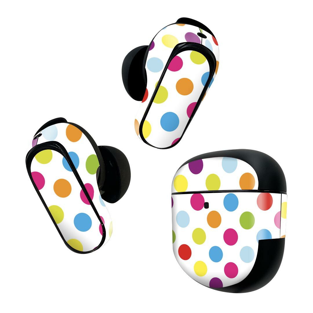 Bose QuietComfort Earbuds II 用 スキンシール ボーズ イヤバッズ2 用　ステッカー　本体3セット ケース1セット 保護 フィルム デコ 水玉　カラフル　模様 007105