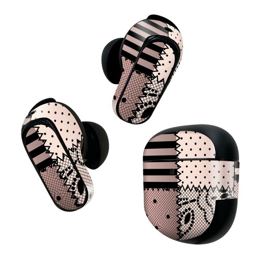 Bose QuietComfort Earbuds II 用 スキンシール ボーズ イヤバッズ2 用 ステッカー 本体3セット ケース1セット 保護 フィルム デコ レース 模様 007195 Bose QuietComfort Earbuds II 用 スキンシール ボーズ イヤバッズ2 用 ステッカー 本体3セット ケース1セット 保護 フィルム デコ レース 模様 007195