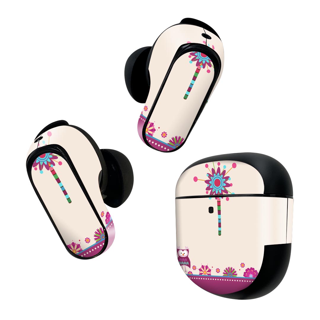 製品名 Bose QuietComfort Earbuds II 専用デザインスキンシール セット内容 Bose QuietComfort Earbuds II 専用シール　イヤホン（左右）3枚、充電ケース用シール 1枚AirPods第3世代専用です。第1?2世代、Proシリーズには対応していません。 商品特徴 再剥離性シートを素材に採用し、細かな位置調整がしやすく貼り直しが容易です。また、エアフリーでもありますので気泡が簡単に逃げるので、キレイに貼ることができます。専用の業務プリンターを使い、商品画像と遜色のない美しい印刷仕上がり。 注意事項 画像はサンプルですので、ご覧の環境によっては多少色味に違いを感じる場合がございます。 イメージと違った、モニターと色味が異なるという理由での交換や返金はご対応出来かねます。スキンシールのみの販売で、機器本体や充電ケース本体は付属しません。シワができた場合、ドライヤーなどで軽く温め、外側に向けてシワを伸ばすように貼ってください。初回貼付時の位置調整や貼り直しは可能ですが、しっかりと押し付けて接着させた後の再剥離、再利用は保証しておりません。また接着部に油分や汚れが付着しますと角の部分は剥がれやすくなりますので、貼付時はあまり触れないようにご注意ください。無地のセミグロスシートにデザインをプリントした商品で、デコなどの加工はございません。 凹凸や光沢があるように見えたり布地や金属を素材にしたように見える商品もありますが、デザインの図版によるものです。印刷時に微妙な画像のズレが生じる場合がございます。ご注文後に1点1点制作する受注生産品の為、不良品以外のご返品や交換は固くお断りします。 商品発送 完全受注生産のハンドメイド商品となりますので、既製品と比べて発送までお時間を頂いています。 基本的に決済確認後2~3営業日、最大で10営業日での発送となります。繁忙期や休業日明けの場合はさらに時間がかかる場合があります。 その際には別途メールにてご連絡致します。メール便の場合、発送日から到着までに2?4日ほどかかる場合が多く、紛失などの保障もご対応できかねます。あらかじめご了承下さい。