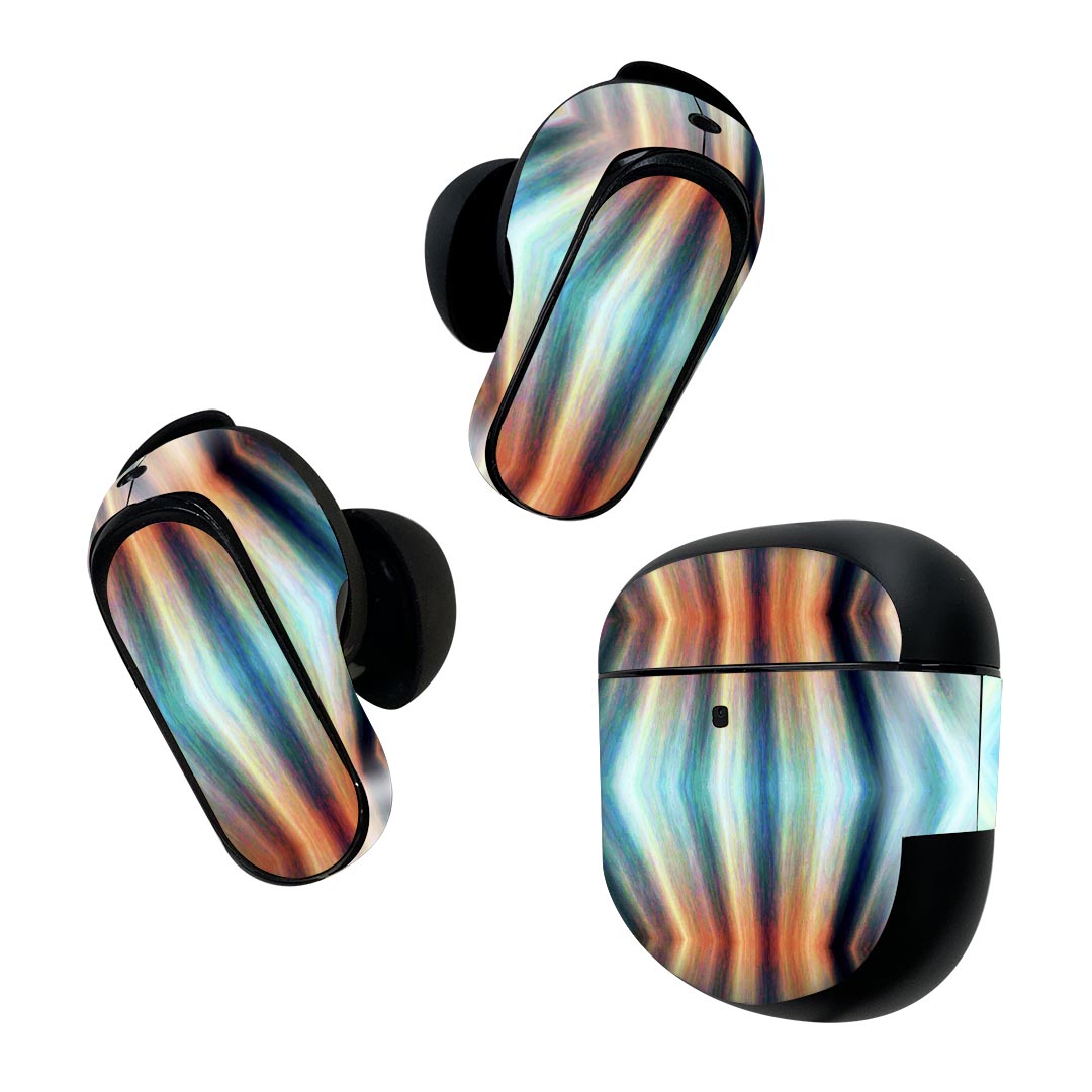 製品名 Bose QuietComfort Earbuds II 専用デザインスキンシール セット内容 Bose QuietComfort Earbuds II 専用シール　イヤホン（左右）3枚、充電ケース用シール 1枚AirPods第3世代専用です。第1?2世代、Proシリーズには対応していません。 商品特徴 再剥離性シートを素材に採用し、細かな位置調整がしやすく貼り直しが容易です。また、エアフリーでもありますので気泡が簡単に逃げるので、キレイに貼ることができます。専用の業務プリンターを使い、商品画像と遜色のない美しい印刷仕上がり。 注意事項 画像はサンプルですので、ご覧の環境によっては多少色味に違いを感じる場合がございます。 イメージと違った、モニターと色味が異なるという理由での交換や返金はご対応出来かねます。スキンシールのみの販売で、機器本体や充電ケース本体は付属しません。シワができた場合、ドライヤーなどで軽く温め、外側に向けてシワを伸ばすように貼ってください。初回貼付時の位置調整や貼り直しは可能ですが、しっかりと押し付けて接着させた後の再剥離、再利用は保証しておりません。また接着部に油分や汚れが付着しますと角の部分は剥がれやすくなりますので、貼付時はあまり触れないようにご注意ください。無地のセミグロスシートにデザインをプリントした商品で、デコなどの加工はございません。 凹凸や光沢があるように見えたり布地や金属を素材にしたように見える商品もありますが、デザインの図版によるものです。印刷時に微妙な画像のズレが生じる場合がございます。ご注文後に1点1点制作する受注生産品の為、不良品以外のご返品や交換は固くお断りします。 商品発送 完全受注生産のハンドメイド商品となりますので、既製品と比べて発送までお時間を頂いています。 基本的に決済確認後2~3営業日、最大で10営業日での発送となります。繁忙期や休業日明けの場合はさらに時間がかかる場合があります。 その際には別途メールにてご連絡致します。メール便の場合、発送日から到着までに2?4日ほどかかる場合が多く、紛失などの保障もご対応できかねます。あらかじめご了承下さい。