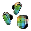 Bose QuietComfort Earbuds II 用 スキンシール ボーズ イヤバッズ2 用 ステッカー 本体3セット ケース1セット 保護 フィルム デコ カラフル レインボー チェック 模様 007406