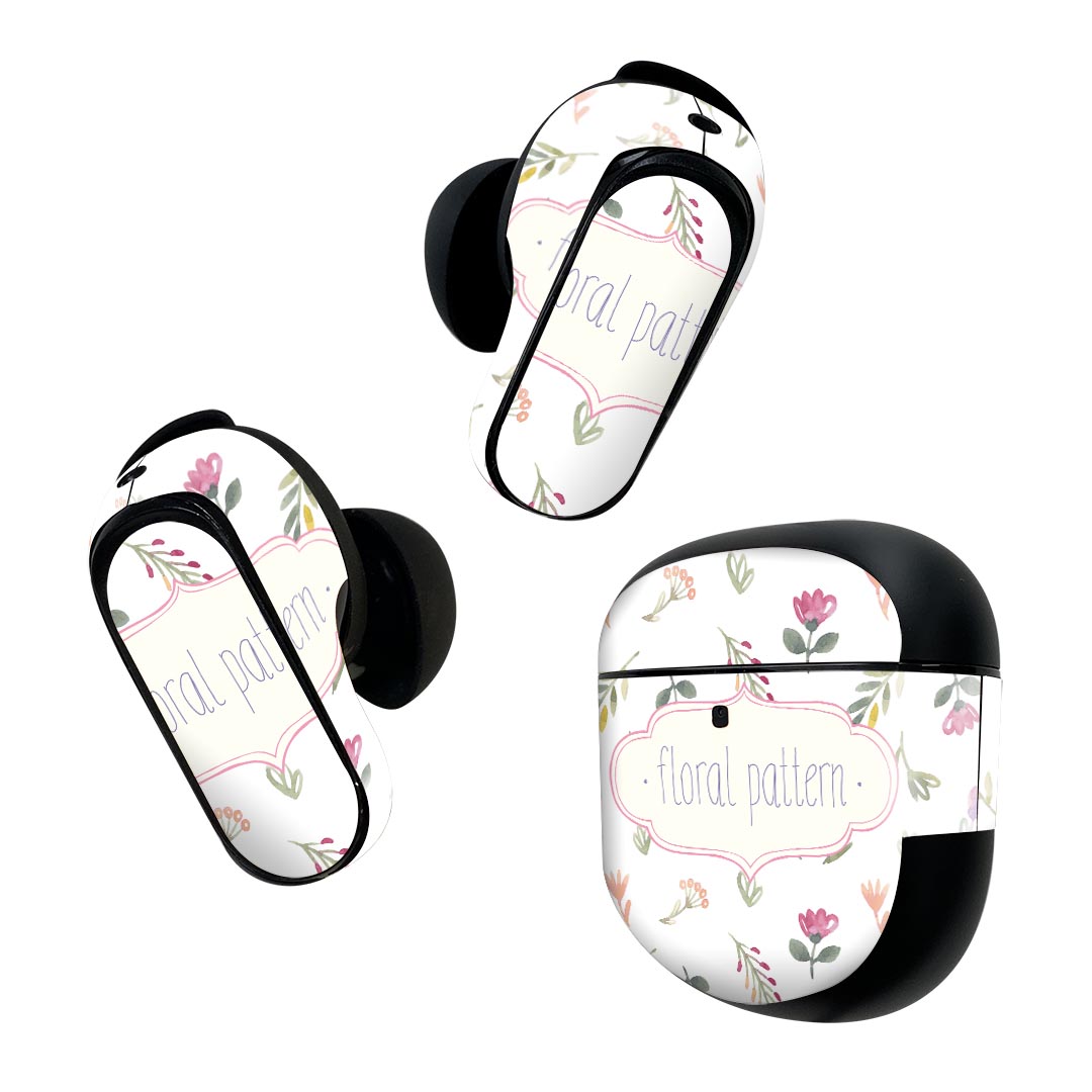 Consumable Goods, Various Parts - Bose QuietComfort Earbuds II 用 スキンシール ボーズ イヤバッズ2 用　ステッカー　本体3セット ケース1セット 保護 フィルム デコ 花　　水彩　模様 007478