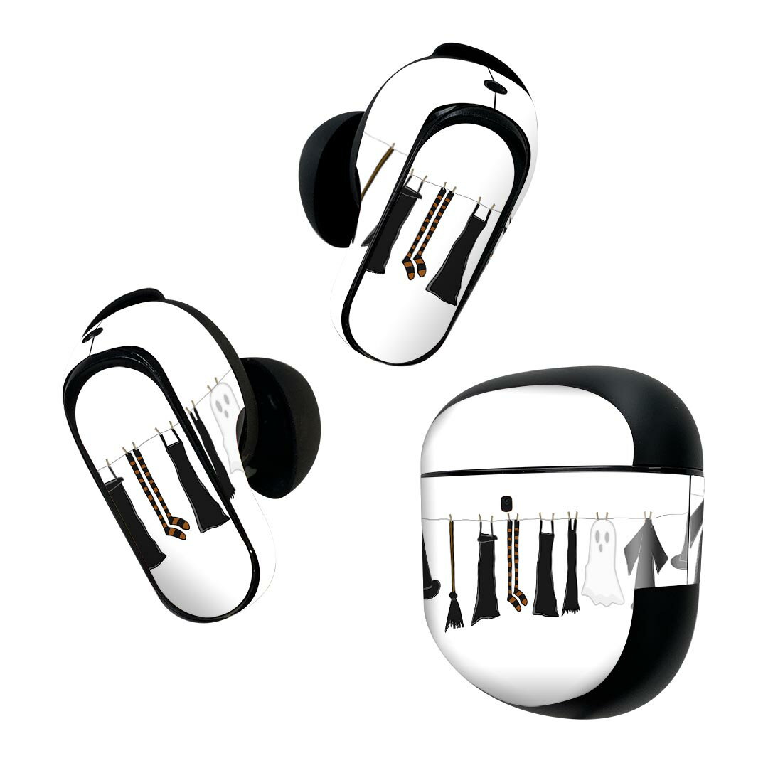Bose QuietComfort Earbuds II 用 スキンシール ボーズ イヤバッズ2 用　ステッカー　本体3セット ケース1セット 保護 フィルム デコ ハロウィン　魔女　イラスト 007481