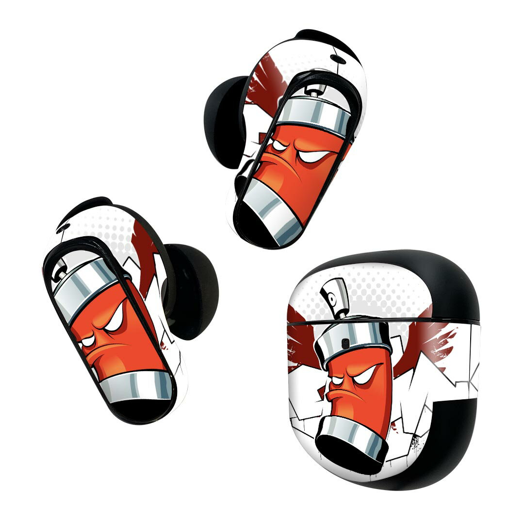 Bose QuietComfort Earbuds II 用 スキンシール ボーズ イヤバッズ2 用　ステッカー　本体3セット ケース1セット 保護 フィルム デコ イラスト　羽根　スプレー　インク 007552
