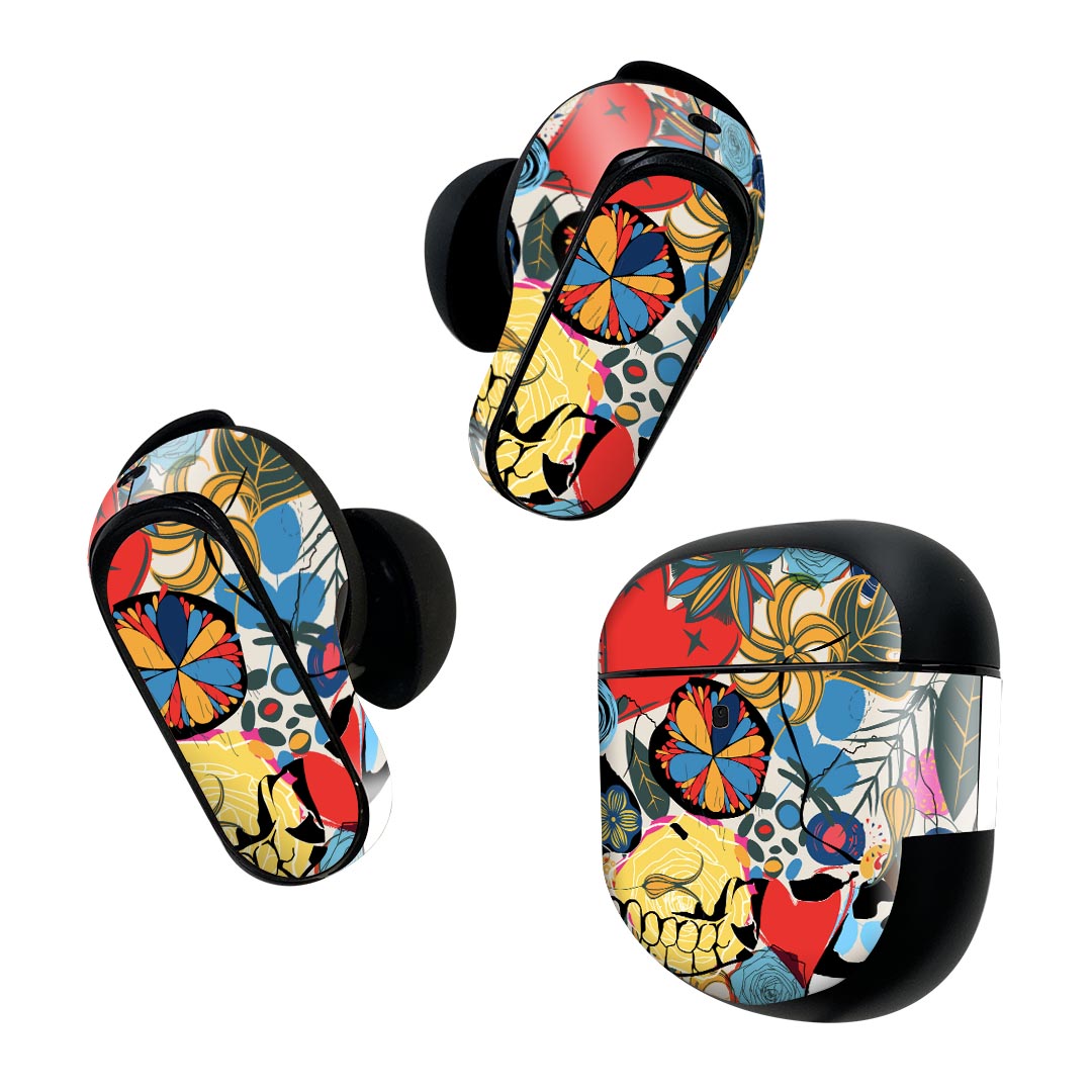 製品名 Bose QuietComfort Earbuds II 専用デザインスキンシール セット内容 Bose QuietComfort Earbuds II 専用シール　イヤホン（左右）3枚、充電ケース用シール 1枚AirPods第3世代専用です。第1?2世代、Proシリーズには対応していません。 商品特徴 再剥離性シートを素材に採用し、細かな位置調整がしやすく貼り直しが容易です。また、エアフリーでもありますので気泡が簡単に逃げるので、キレイに貼ることができます。専用の業務プリンターを使い、商品画像と遜色のない美しい印刷仕上がり。 注意事項 画像はサンプルですので、ご覧の環境によっては多少色味に違いを感じる場合がございます。 イメージと違った、モニターと色味が異なるという理由での交換や返金はご対応出来かねます。スキンシールのみの販売で、機器本体や充電ケース本体は付属しません。シワができた場合、ドライヤーなどで軽く温め、外側に向けてシワを伸ばすように貼ってください。初回貼付時の位置調整や貼り直しは可能ですが、しっかりと押し付けて接着させた後の再剥離、再利用は保証しておりません。また接着部に油分や汚れが付着しますと角の部分は剥がれやすくなりますので、貼付時はあまり触れないようにご注意ください。無地のセミグロスシートにデザインをプリントした商品で、デコなどの加工はございません。 凹凸や光沢があるように見えたり布地や金属を素材にしたように見える商品もありますが、デザインの図版によるものです。印刷時に微妙な画像のズレが生じる場合がございます。ご注文後に1点1点制作する受注生産品の為、不良品以外のご返品や交換は固くお断りします。 商品発送 完全受注生産のハンドメイド商品となりますので、既製品と比べて発送までお時間を頂いています。 基本的に決済確認後2~3営業日、最大で10営業日での発送となります。繁忙期や休業日明けの場合はさらに時間がかかる場合があります。 その際には別途メールにてご連絡致します。メール便の場合、発送日から到着までに2?4日ほどかかる場合が多く、紛失などの保障もご対応できかねます。あらかじめご了承下さい。