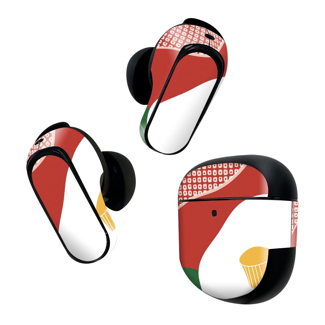 Bose QuietComfort Earbuds II 用 スキンシール ボーズ イヤバッズ2 用　ステッカー　本体3セット ケース1セット 保護 フィルム デコ 和風　和柄　花　 007718