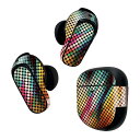 Bose QuietComfort Earbuds II 用 スキンシール ボーズ イヤバッズ2 用 ステッカー 本体3セット ケース1セット 保護 フィルム デコ カラフル レインボー ドット 模様 007789