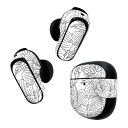Bose QuietComfort Earbuds II 用 スキンシール ボーズ イヤバッズ2 用 ステッカー 本体3セット ケース1セット 保護 フィルム デコ 花 イラスト 白黒 007877(2)