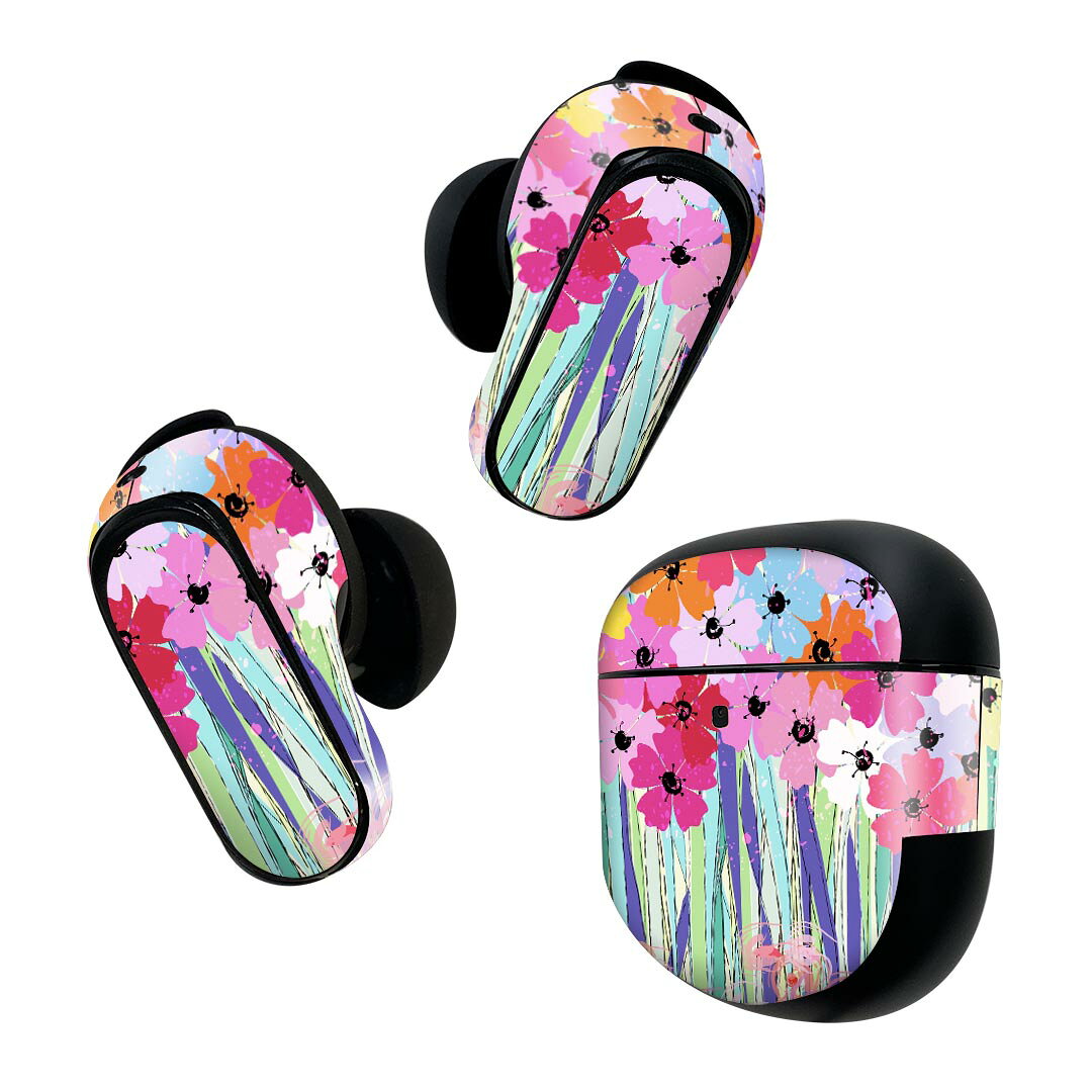 製品名 Bose QuietComfort Earbuds II 専用デザインスキンシール セット内容 Bose QuietComfort Earbuds II 専用シール　イヤホン（左右）3枚、充電ケース用シール 1枚AirPods第3世代専用です。第1?2世代、Proシリーズには対応していません。 商品特徴 再剥離性シートを素材に採用し、細かな位置調整がしやすく貼り直しが容易です。また、エアフリーでもありますので気泡が簡単に逃げるので、キレイに貼ることができます。専用の業務プリンターを使い、商品画像と遜色のない美しい印刷仕上がり。 注意事項 画像はサンプルですので、ご覧の環境によっては多少色味に違いを感じる場合がございます。 イメージと違った、モニターと色味が異なるという理由での交換や返金はご対応出来かねます。スキンシールのみの販売で、機器本体や充電ケース本体は付属しません。シワができた場合、ドライヤーなどで軽く温め、外側に向けてシワを伸ばすように貼ってください。初回貼付時の位置調整や貼り直しは可能ですが、しっかりと押し付けて接着させた後の再剥離、再利用は保証しておりません。また接着部に油分や汚れが付着しますと角の部分は剥がれやすくなりますので、貼付時はあまり触れないようにご注意ください。無地のセミグロスシートにデザインをプリントした商品で、デコなどの加工はございません。 凹凸や光沢があるように見えたり布地や金属を素材にしたように見える商品もありますが、デザインの図版によるものです。印刷時に微妙な画像のズレが生じる場合がございます。ご注文後に1点1点制作する受注生産品の為、不良品以外のご返品や交換は固くお断りします。 商品発送 完全受注生産のハンドメイド商品となりますので、既製品と比べて発送までお時間を頂いています。 基本的に決済確認後2~3営業日、最大で10営業日での発送となります。繁忙期や休業日明けの場合はさらに時間がかかる場合があります。 その際には別途メールにてご連絡致します。メール便の場合、発送日から到着までに2?4日ほどかかる場合が多く、紛失などの保障もご対応できかねます。あらかじめご了承下さい。