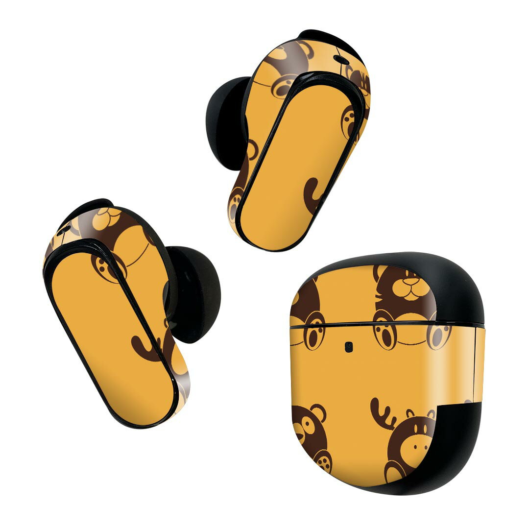 Bose QuietComfort Earbuds II 用 スキンシール ボーズ イヤバッズ2 用　ステッカー　本体3セット ケース1セット 保護 フィルム デコ アニマル 動物　イラスト　オレンジ　トラ 008125