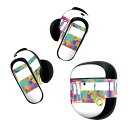 Bose QuietComfort Earbuds II 用 スキンシール ボーズ イヤバッズ2 用 ステッカー 本体3セット ケース1セット 保護 フィルム デコ カラフル レインボー バス イラスト 008229