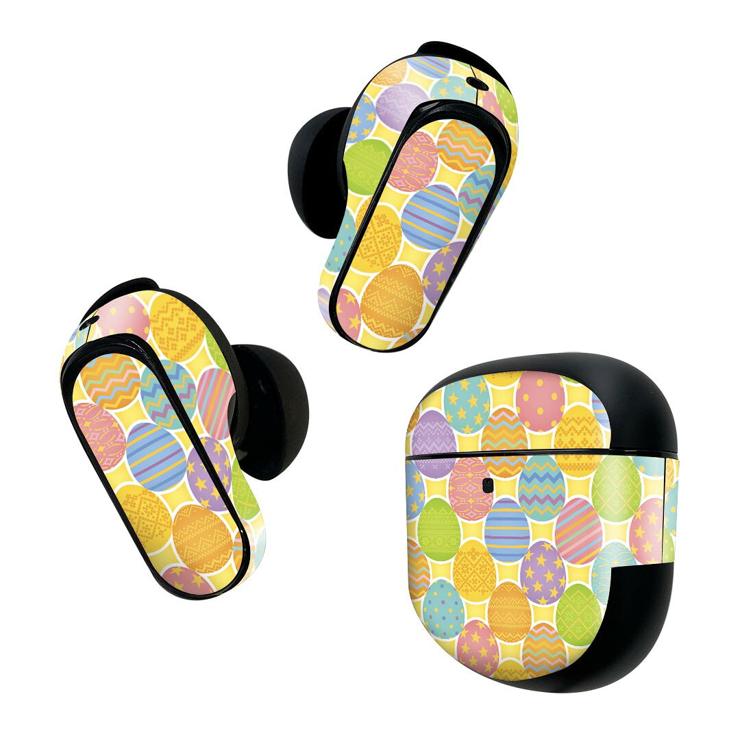 製品名 Bose QuietComfort Earbuds II 専用デザインスキンシール セット内容 Bose QuietComfort Earbuds II 専用シール　イヤホン（左右）3枚、充電ケース用シール 1枚AirPods第3世代専用です。第1?2世代、Proシリーズには対応していません。 商品特徴 再剥離性シートを素材に採用し、細かな位置調整がしやすく貼り直しが容易です。また、エアフリーでもありますので気泡が簡単に逃げるので、キレイに貼ることができます。専用の業務プリンターを使い、商品画像と遜色のない美しい印刷仕上がり。 注意事項 画像はサンプルですので、ご覧の環境によっては多少色味に違いを感じる場合がございます。 イメージと違った、モニターと色味が異なるという理由での交換や返金はご対応出来かねます。スキンシールのみの販売で、機器本体や充電ケース本体は付属しません。シワができた場合、ドライヤーなどで軽く温め、外側に向けてシワを伸ばすように貼ってください。初回貼付時の位置調整や貼り直しは可能ですが、しっかりと押し付けて接着させた後の再剥離、再利用は保証しておりません。また接着部に油分や汚れが付着しますと角の部分は剥がれやすくなりますので、貼付時はあまり触れないようにご注意ください。無地のセミグロスシートにデザインをプリントした商品で、デコなどの加工はございません。 凹凸や光沢があるように見えたり布地や金属を素材にしたように見える商品もありますが、デザインの図版によるものです。印刷時に微妙な画像のズレが生じる場合がございます。ご注文後に1点1点制作する受注生産品の為、不良品以外のご返品や交換は固くお断りします。 商品発送 完全受注生産のハンドメイド商品となりますので、既製品と比べて発送までお時間を頂いています。 基本的に決済確認後2~3営業日、最大で10営業日での発送となります。繁忙期や休業日明けの場合はさらに時間がかかる場合があります。 その際には別途メールにてご連絡致します。メール便の場合、発送日から到着までに2?4日ほどかかる場合が多く、紛失などの保障もご対応できかねます。あらかじめご了承下さい。