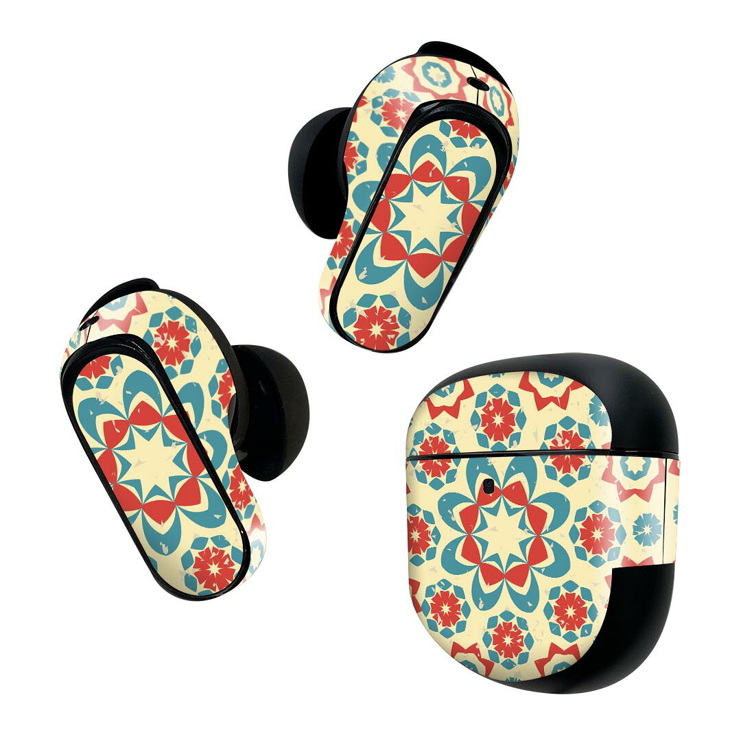 製品名 Bose QuietComfort Earbuds II 専用デザインスキンシール セット内容 Bose QuietComfort Earbuds II 専用シール　イヤホン（左右）3枚、充電ケース用シール 1枚AirPods第3世代専用です。第1?2世代、Proシリーズには対応していません。 商品特徴 再剥離性シートを素材に採用し、細かな位置調整がしやすく貼り直しが容易です。また、エアフリーでもありますので気泡が簡単に逃げるので、キレイに貼ることができます。専用の業務プリンターを使い、商品画像と遜色のない美しい印刷仕上がり。 注意事項 画像はサンプルですので、ご覧の環境によっては多少色味に違いを感じる場合がございます。 イメージと違った、モニターと色味が異なるという理由での交換や返金はご対応出来かねます。スキンシールのみの販売で、機器本体や充電ケース本体は付属しません。シワができた場合、ドライヤーなどで軽く温め、外側に向けてシワを伸ばすように貼ってください。初回貼付時の位置調整や貼り直しは可能ですが、しっかりと押し付けて接着させた後の再剥離、再利用は保証しておりません。また接着部に油分や汚れが付着しますと角の部分は剥がれやすくなりますので、貼付時はあまり触れないようにご注意ください。無地のセミグロスシートにデザインをプリントした商品で、デコなどの加工はございません。 凹凸や光沢があるように見えたり布地や金属を素材にしたように見える商品もありますが、デザインの図版によるものです。印刷時に微妙な画像のズレが生じる場合がございます。ご注文後に1点1点制作する受注生産品の為、不良品以外のご返品や交換は固くお断りします。 商品発送 完全受注生産のハンドメイド商品となりますので、既製品と比べて発送までお時間を頂いています。 基本的に決済確認後2~3営業日、最大で10営業日での発送となります。繁忙期や休業日明けの場合はさらに時間がかかる場合があります。 その際には別途メールにてご連絡致します。メール便の場合、発送日から到着までに2?4日ほどかかる場合が多く、紛失などの保障もご対応できかねます。あらかじめご了承下さい。
