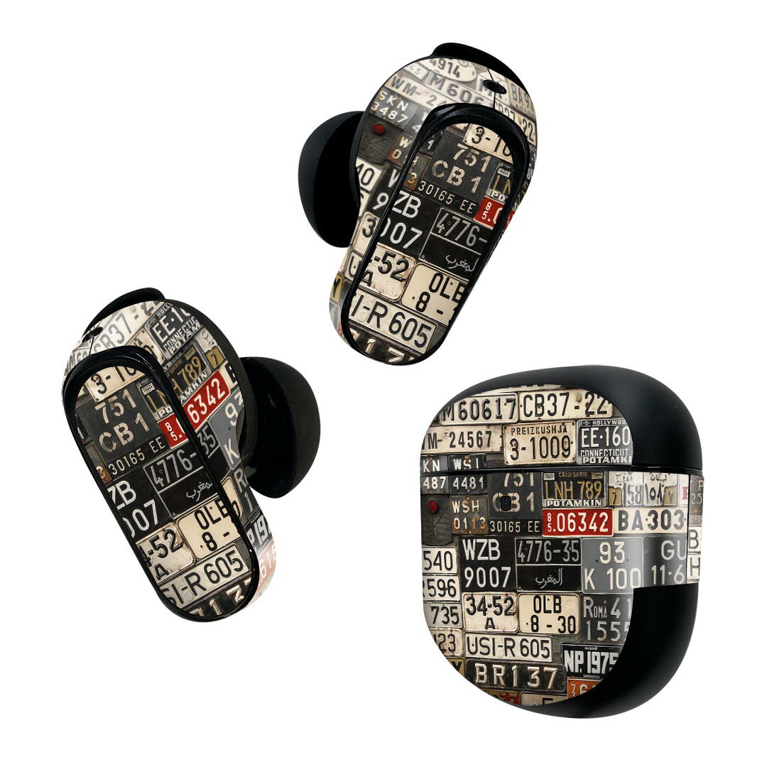 Bose QuietComfort Earbuds II 用 スキンシール ボーズ イヤバッズ2 用　ステッカー　本体3セット ケース1セット 保護 フィルム デコ ナンバー　プレート　カラフル　写真 008544
