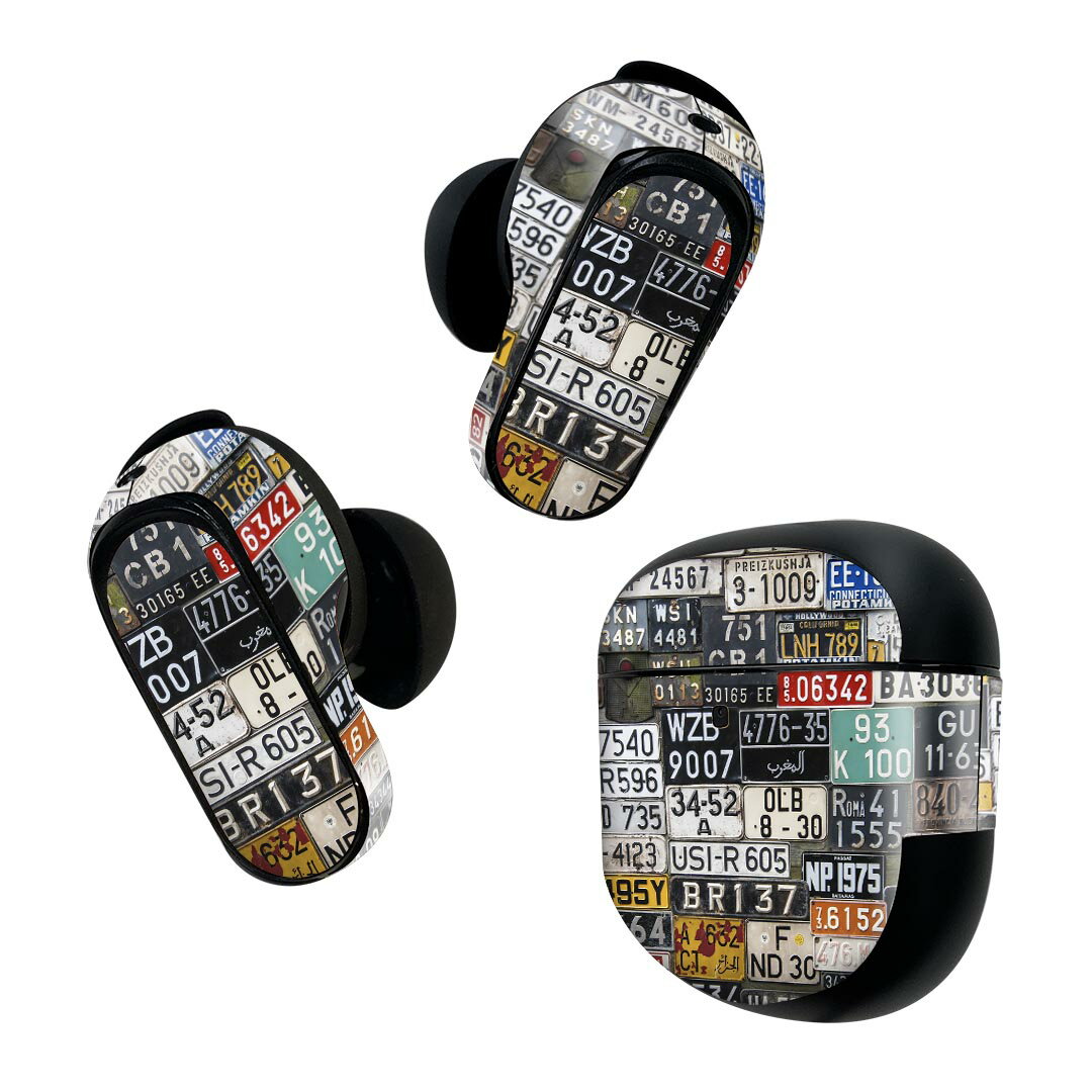 Bose QuietComfort Earbuds II 用 スキンシール ボーズ イヤバッズ2 用　ステッカー　本体3セット ケース1セット 保護 フィルム デコ ナンバー　プレート　カラフル　写真 008545