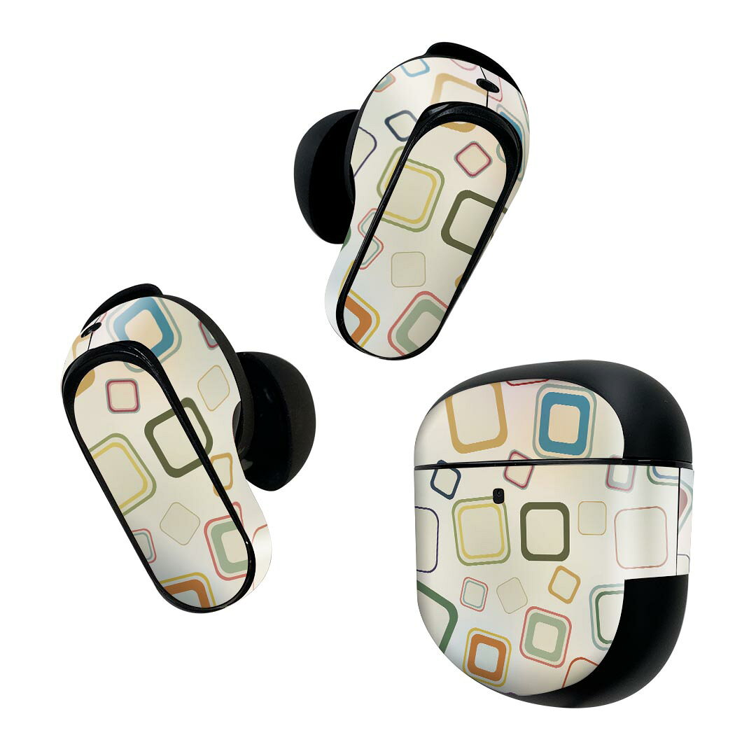 Bose QuietComfort Earbuds II 用 スキンシール ボーズ イヤバッズ2 用　ステッカー　本体3セット ケース1セット 保護 フィルム デコ 模様　カラフル 008715