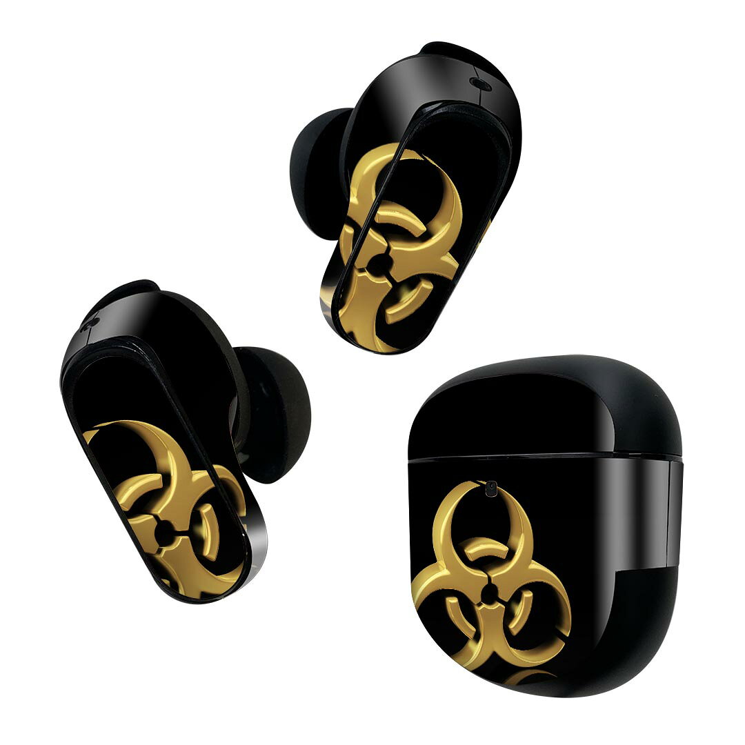 Bose QuietComfort Earbuds II 用 スキンシール ボーズ イヤバッズ2 用　ステッカー　本体3セット ケース1セット 保護 フィルム デコ 黒　ブラック　マーク 008916