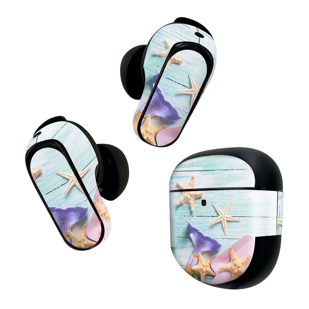 製品名 Bose QuietComfort Earbuds II 専用デザインスキンシール セット内容 Bose QuietComfort Earbuds II 専用シール　イヤホン（左右）3枚、充電ケース用シール 1枚AirPods第3世代専用です。第1?2世代、Proシリーズには対応していません。 商品特徴 再剥離性シートを素材に採用し、細かな位置調整がしやすく貼り直しが容易です。また、エアフリーでもありますので気泡が簡単に逃げるので、キレイに貼ることができます。専用の業務プリンターを使い、商品画像と遜色のない美しい印刷仕上がり。 注意事項 画像はサンプルですので、ご覧の環境によっては多少色味に違いを感じる場合がございます。 イメージと違った、モニターと色味が異なるという理由での交換や返金はご対応出来かねます。スキンシールのみの販売で、機器本体や充電ケース本体は付属しません。シワができた場合、ドライヤーなどで軽く温め、外側に向けてシワを伸ばすように貼ってください。初回貼付時の位置調整や貼り直しは可能ですが、しっかりと押し付けて接着させた後の再剥離、再利用は保証しておりません。また接着部に油分や汚れが付着しますと角の部分は剥がれやすくなりますので、貼付時はあまり触れないようにご注意ください。無地のセミグロスシートにデザインをプリントした商品で、デコなどの加工はございません。 凹凸や光沢があるように見えたり布地や金属を素材にしたように見える商品もありますが、デザインの図版によるものです。印刷時に微妙な画像のズレが生じる場合がございます。ご注文後に1点1点制作する受注生産品の為、不良品以外のご返品や交換は固くお断りします。 商品発送 完全受注生産のハンドメイド商品となりますので、既製品と比べて発送までお時間を頂いています。 基本的に決済確認後2~3営業日、最大で10営業日での発送となります。繁忙期や休業日明けの場合はさらに時間がかかる場合があります。 その際には別途メールにてご連絡致します。メール便の場合、発送日から到着までに2?4日ほどかかる場合が多く、紛失などの保障もご対応できかねます。あらかじめご了承下さい。