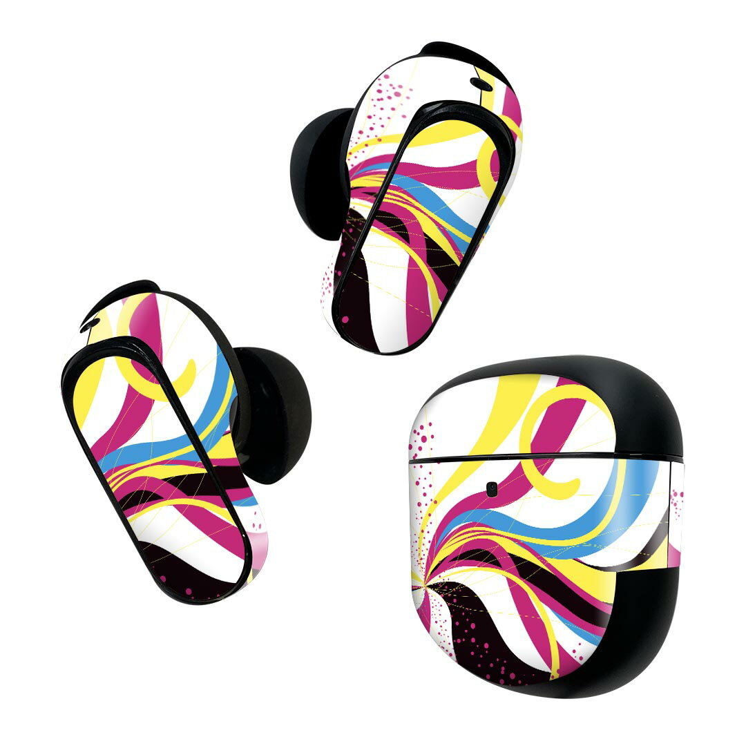 Bose QuietComfort Earbuds II 用 スキンシール ボーズ イヤバッズ2 用　ステッカー　本体3セット ケース1セット 保護 フィルム デコ カラフル　ポスター　鮮やか 008938