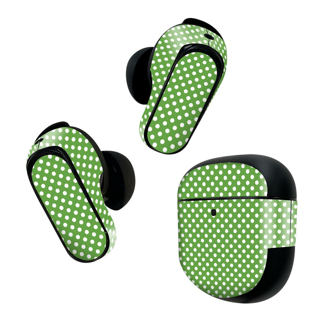 Consumable Goods, Various Parts - Bose QuietComfort Earbuds II 用 スキンシール ボーズ イヤバッズ2 用　ステッカー　本体3セット ケース1セット 保護 フィルム デコ シンプル　水玉　ドット　緑 009088