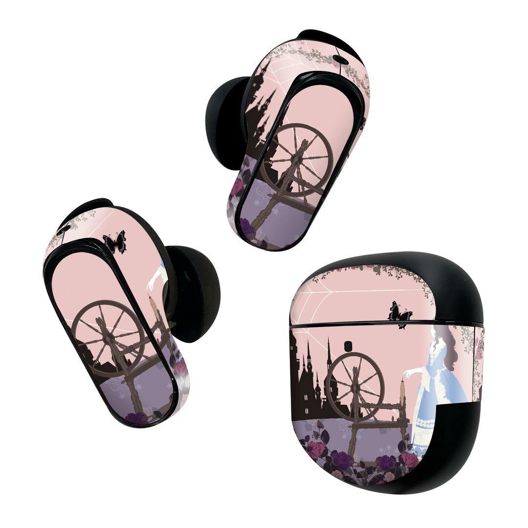 Bose QuietComfort Earbuds II 用 スキンシール ボーズ イヤバッズ2 用　ステッカー　本体3セット ケース1セット 保護 フィルム デコ 童話モチーフ　イラスト 009099