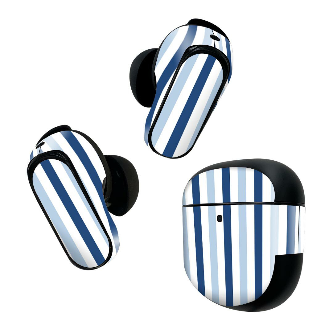 Bose QuietComfort Earbuds II 用 スキンシール ボーズ イヤバッズ2 用　ステッカー　本体3セット ケース1セット 保護 フィルム デコ シンプル　ボーダー　カラフル 009118