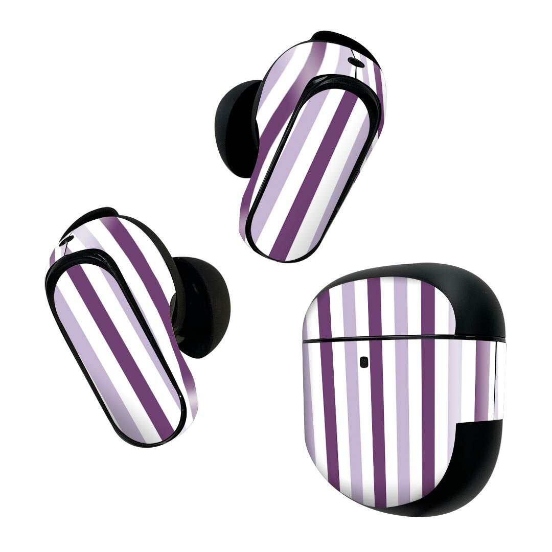 Bose QuietComfort Earbuds II 用 スキンシール ボーズ イヤバッズ2 用　ステッカー　本体3セット ケース1セット 保護 フィルム デコ シンプル　ボーダー　カラフル 009119