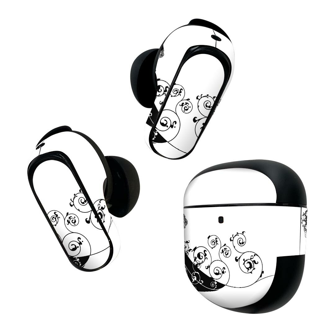 Bose QuietComfort Earbuds II 用 スキンシール ボーズ イヤバッズ2 用　ステッカー　本体3セット ケース1セット 保護 フィルム デコ ウエディング　花　人物　イラスト 009151