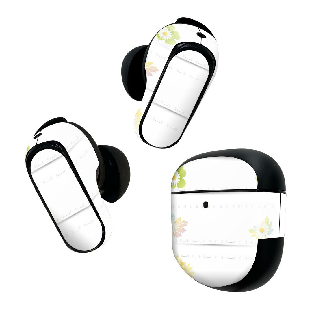 製品名 Bose QuietComfort Earbuds II 専用デザインスキンシール セット内容 Bose QuietComfort Earbuds II 専用シール　イヤホン（左右）3枚、充電ケース用シール 1枚AirPods第3世代専用です。第1?2世代、Proシリーズには対応していません。 商品特徴 再剥離性シートを素材に採用し、細かな位置調整がしやすく貼り直しが容易です。また、エアフリーでもありますので気泡が簡単に逃げるので、キレイに貼ることができます。専用の業務プリンターを使い、商品画像と遜色のない美しい印刷仕上がり。 注意事項 画像はサンプルですので、ご覧の環境によっては多少色味に違いを感じる場合がございます。 イメージと違った、モニターと色味が異なるという理由での交換や返金はご対応出来かねます。スキンシールのみの販売で、機器本体や充電ケース本体は付属しません。シワができた場合、ドライヤーなどで軽く温め、外側に向けてシワを伸ばすように貼ってください。初回貼付時の位置調整や貼り直しは可能ですが、しっかりと押し付けて接着させた後の再剥離、再利用は保証しておりません。また接着部に油分や汚れが付着しますと角の部分は剥がれやすくなりますので、貼付時はあまり触れないようにご注意ください。無地のセミグロスシートにデザインをプリントした商品で、デコなどの加工はございません。 凹凸や光沢があるように見えたり布地や金属を素材にしたように見える商品もありますが、デザインの図版によるものです。印刷時に微妙な画像のズレが生じる場合がございます。ご注文後に1点1点制作する受注生産品の為、不良品以外のご返品や交換は固くお断りします。 商品発送 完全受注生産のハンドメイド商品となりますので、既製品と比べて発送までお時間を頂いています。 基本的に決済確認後2~3営業日、最大で10営業日での発送となります。繁忙期や休業日明けの場合はさらに時間がかかる場合があります。 その際には別途メールにてご連絡致します。メール便の場合、発送日から到着までに2?4日ほどかかる場合が多く、紛失などの保障もご対応できかねます。あらかじめご了承下さい。