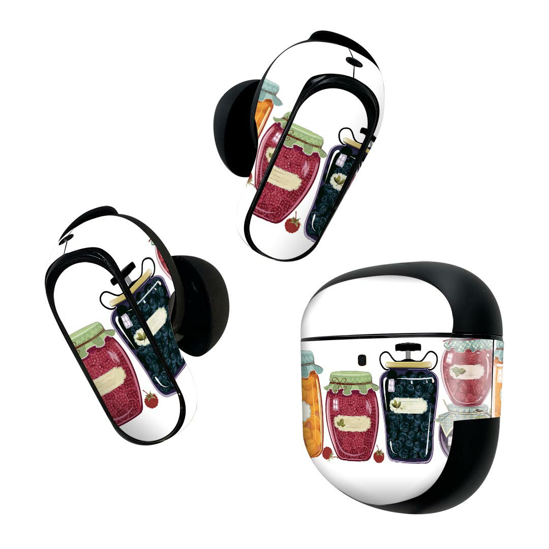 Bose QuietComfort Earbuds II 用 スキンシール ボーズ イヤバッズ2 用　ステッカー　本体3セット ケース1セット 保護 フィルム デコ カラフル　果物　イラスト 009244(2.0)