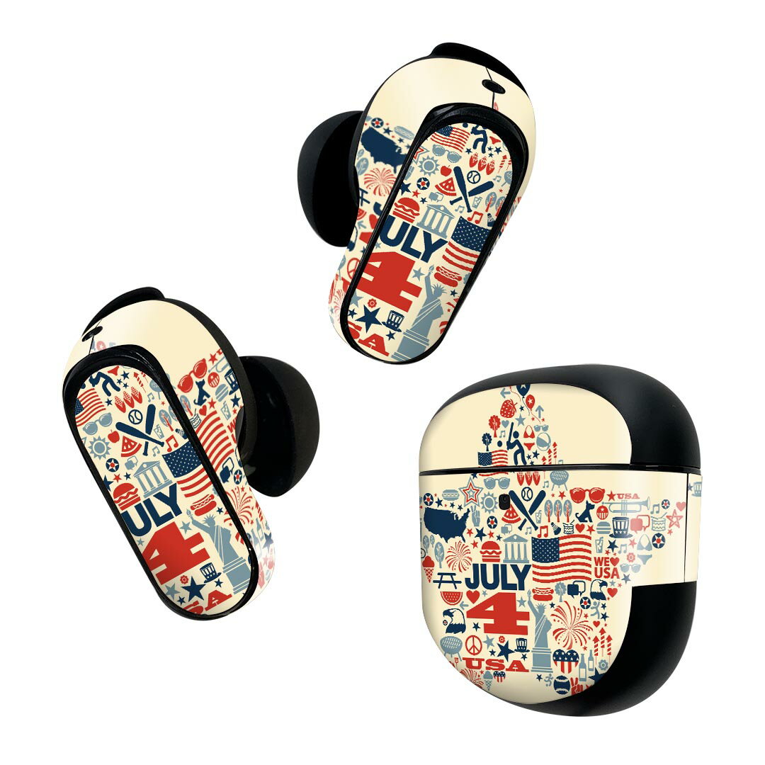 Bose QuietComfort Earbuds II 用 スキンシール ボーズ イヤバッズ2 用　ステッカー　本体3セット ケー..