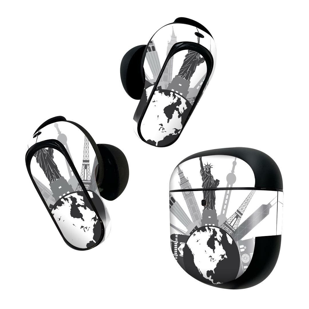 製品名 Bose QuietComfort Earbuds II 専用デザインスキンシール セット内容 Bose QuietComfort Earbuds II 専用シール　イヤホン（左右）3枚、充電ケース用シール 1枚AirPods第3世代専用です。第1?2世代、Proシリーズには対応していません。 商品特徴 再剥離性シートを素材に採用し、細かな位置調整がしやすく貼り直しが容易です。また、エアフリーでもありますので気泡が簡単に逃げるので、キレイに貼ることができます。専用の業務プリンターを使い、商品画像と遜色のない美しい印刷仕上がり。 注意事項 画像はサンプルですので、ご覧の環境によっては多少色味に違いを感じる場合がございます。 イメージと違った、モニターと色味が異なるという理由での交換や返金はご対応出来かねます。スキンシールのみの販売で、機器本体や充電ケース本体は付属しません。シワができた場合、ドライヤーなどで軽く温め、外側に向けてシワを伸ばすように貼ってください。初回貼付時の位置調整や貼り直しは可能ですが、しっかりと押し付けて接着させた後の再剥離、再利用は保証しておりません。また接着部に油分や汚れが付着しますと角の部分は剥がれやすくなりますので、貼付時はあまり触れないようにご注意ください。無地のセミグロスシートにデザインをプリントした商品で、デコなどの加工はございません。 凹凸や光沢があるように見えたり布地や金属を素材にしたように見える商品もありますが、デザインの図版によるものです。印刷時に微妙な画像のズレが生じる場合がございます。ご注文後に1点1点制作する受注生産品の為、不良品以外のご返品や交換は固くお断りします。 商品発送 完全受注生産のハンドメイド商品となりますので、既製品と比べて発送までお時間を頂いています。 基本的に決済確認後2~3営業日、最大で10営業日での発送となります。繁忙期や休業日明けの場合はさらに時間がかかる場合があります。 その際には別途メールにてご連絡致します。メール便の場合、発送日から到着までに2?4日ほどかかる場合が多く、紛失などの保障もご対応できかねます。あらかじめご了承下さい。