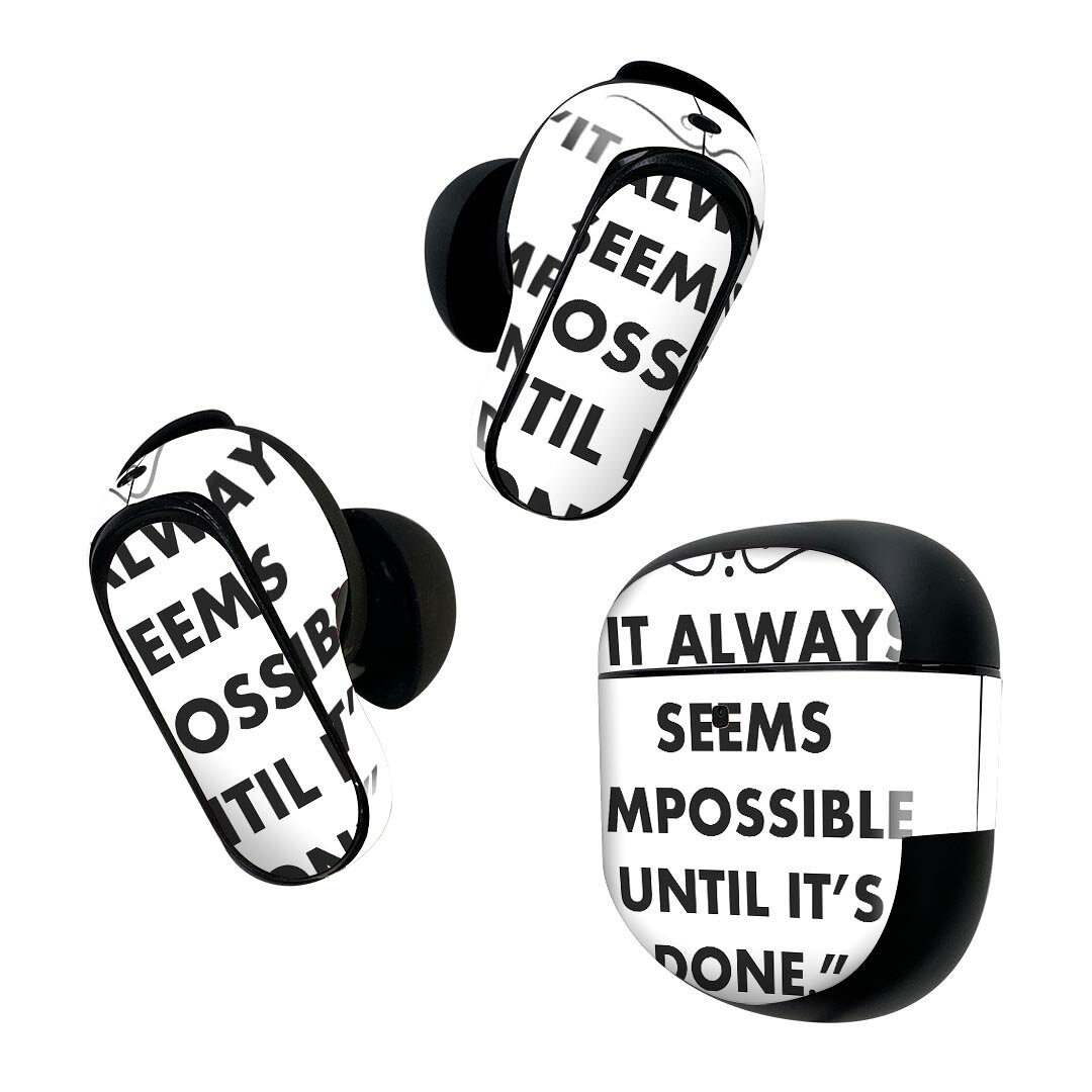 Bose QuietComfort Earbuds II 用 スキンシール ボーズ イヤバッズ2 用　ステッカー　本体3セット ケース1セット 保護 フィルム デコ 英語　文字　白　黒 009697