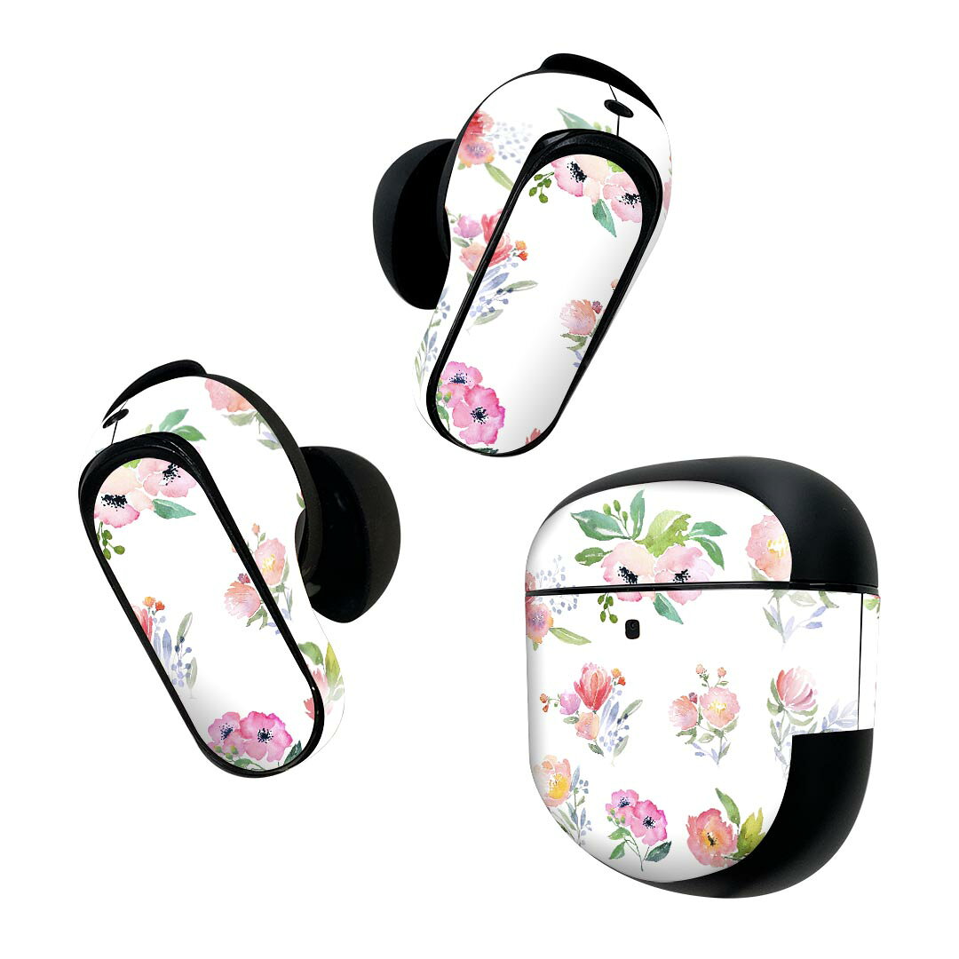 Bose QuietComfort Earbuds II 用 スキンシール ボーズ イヤバッズ2 用　ステッカー　本体3セット ケース1セット 保護 フィルム デコ 　水彩　イラスト 009707