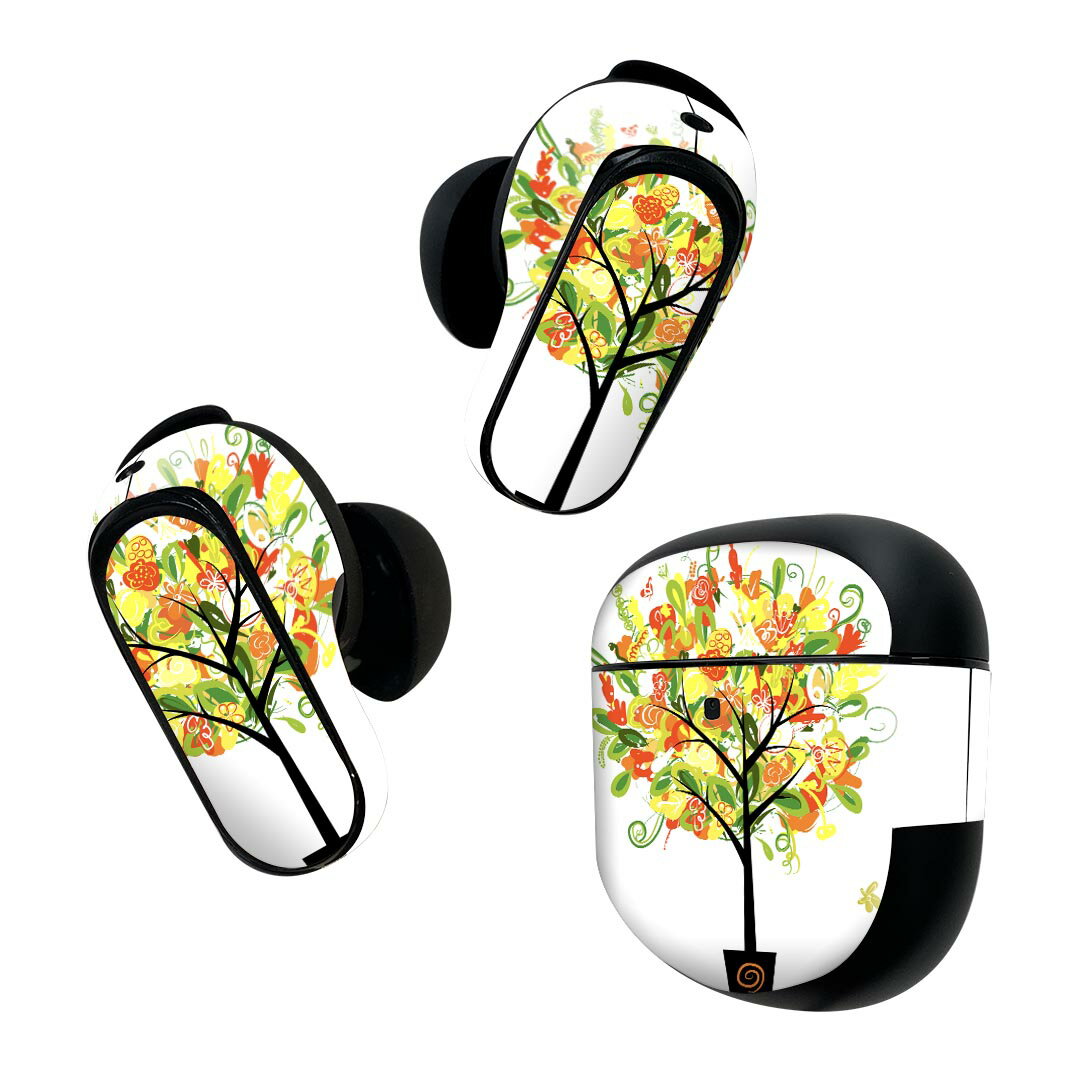 製品名 Bose QuietComfort Earbuds II 専用デザインスキンシール セット内容 Bose QuietComfort Earbuds II 専用シール　イヤホン（左右）3枚、充電ケース用シール 1枚AirPods第3世代専用です。第1?2世代、Proシリーズには対応していません。 商品特徴 再剥離性シートを素材に採用し、細かな位置調整がしやすく貼り直しが容易です。また、エアフリーでもありますので気泡が簡単に逃げるので、キレイに貼ることができます。専用の業務プリンターを使い、商品画像と遜色のない美しい印刷仕上がり。 注意事項 画像はサンプルですので、ご覧の環境によっては多少色味に違いを感じる場合がございます。 イメージと違った、モニターと色味が異なるという理由での交換や返金はご対応出来かねます。スキンシールのみの販売で、機器本体や充電ケース本体は付属しません。シワができた場合、ドライヤーなどで軽く温め、外側に向けてシワを伸ばすように貼ってください。初回貼付時の位置調整や貼り直しは可能ですが、しっかりと押し付けて接着させた後の再剥離、再利用は保証しておりません。また接着部に油分や汚れが付着しますと角の部分は剥がれやすくなりますので、貼付時はあまり触れないようにご注意ください。無地のセミグロスシートにデザインをプリントした商品で、デコなどの加工はございません。 凹凸や光沢があるように見えたり布地や金属を素材にしたように見える商品もありますが、デザインの図版によるものです。印刷時に微妙な画像のズレが生じる場合がございます。ご注文後に1点1点制作する受注生産品の為、不良品以外のご返品や交換は固くお断りします。 商品発送 完全受注生産のハンドメイド商品となりますので、既製品と比べて発送までお時間を頂いています。 基本的に決済確認後2~3営業日、最大で10営業日での発送となります。繁忙期や休業日明けの場合はさらに時間がかかる場合があります。 その際には別途メールにてご連絡致します。メール便の場合、発送日から到着までに2?4日ほどかかる場合が多く、紛失などの保障もご対応できかねます。あらかじめご了承下さい。