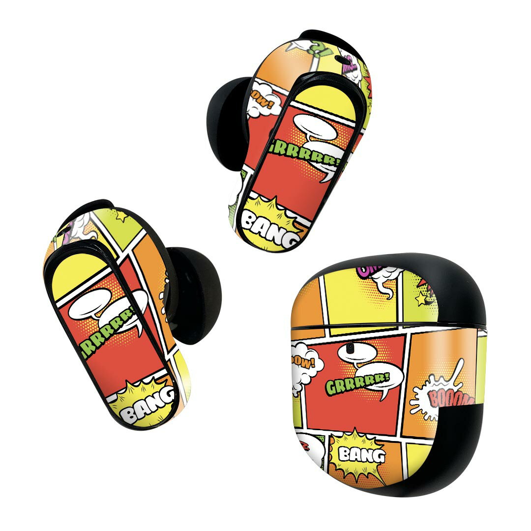 Consumable Goods, Various Parts - Bose QuietComfort Earbuds II 用 スキンシール ボーズ イヤバッズ2 用　ステッカー　本体3セット ケース1セット 保護 フィルム デコ 英語　文字　カラフル 009844