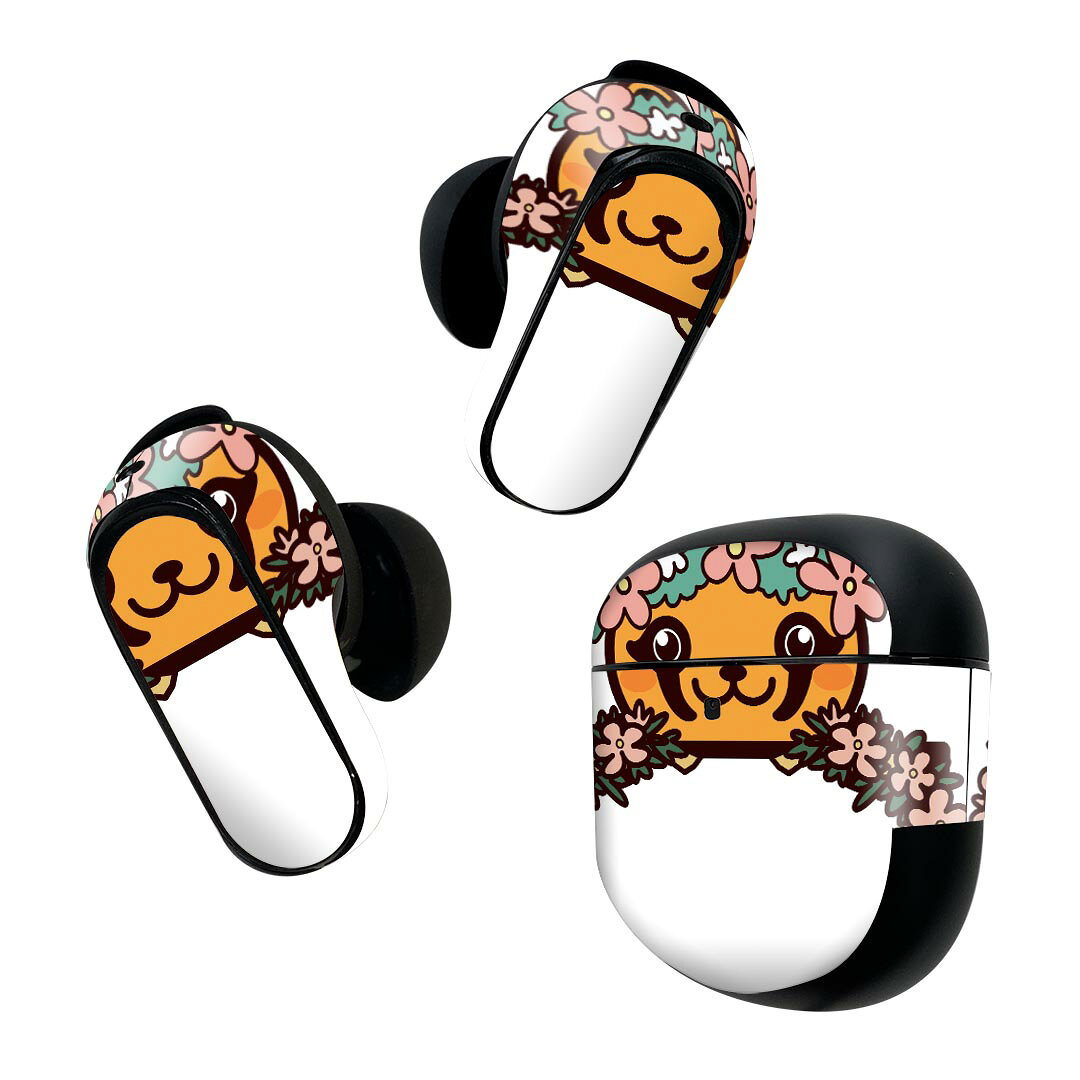 Bose QuietComfort Earbuds II 用 スキンシール ボーズ イヤバッズ2 用　ステッカー　本体3セット ケース1セット 保護 フィルム デコ 動物　　タヌキ 009875