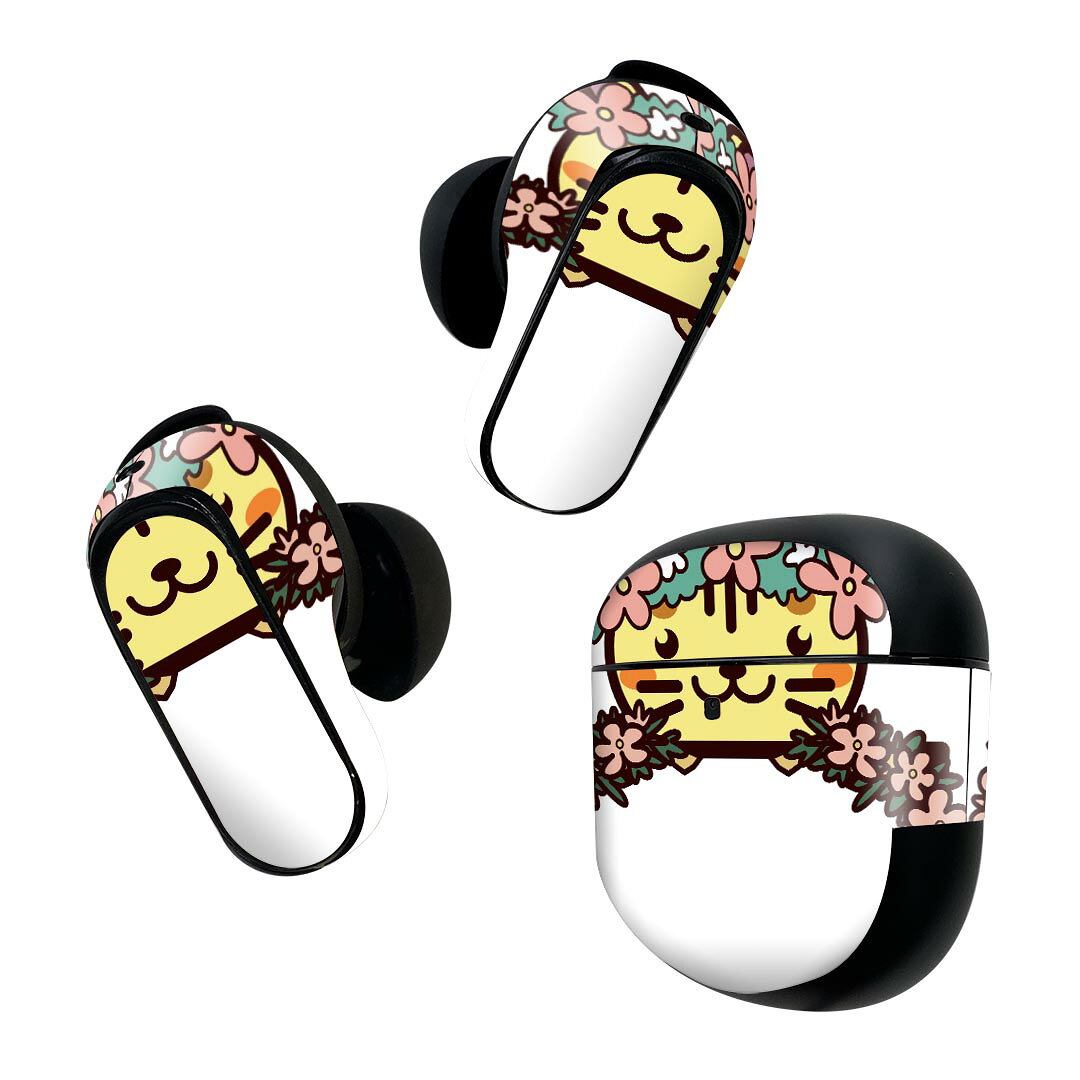 Bose QuietComfort Earbuds II 用 スキンシール ボーズ イヤバッズ2 用　ステッカー　本体3セット ケース1セット 保護 フィルム デコ 動物　　虎 009879
