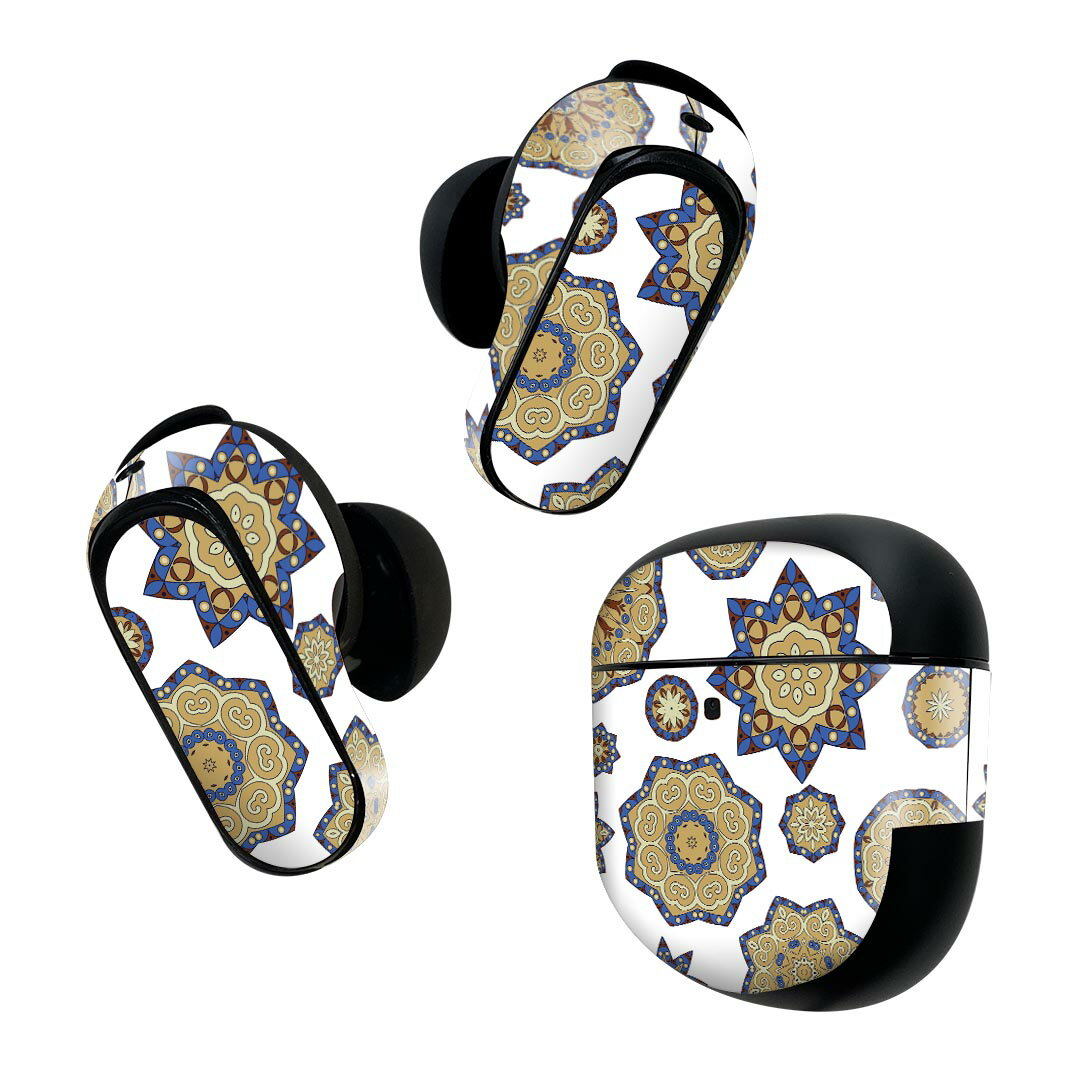 製品名 Bose QuietComfort Earbuds II 専用デザインスキンシール セット内容 Bose QuietComfort Earbuds II 専用シール　イヤホン（左右）3枚、充電ケース用シール 1枚AirPods第3世代専用です。第1?2世代、Proシリーズには対応していません。 商品特徴 再剥離性シートを素材に採用し、細かな位置調整がしやすく貼り直しが容易です。また、エアフリーでもありますので気泡が簡単に逃げるので、キレイに貼ることができます。専用の業務プリンターを使い、商品画像と遜色のない美しい印刷仕上がり。 注意事項 画像はサンプルですので、ご覧の環境によっては多少色味に違いを感じる場合がございます。 イメージと違った、モニターと色味が異なるという理由での交換や返金はご対応出来かねます。スキンシールのみの販売で、機器本体や充電ケース本体は付属しません。シワができた場合、ドライヤーなどで軽く温め、外側に向けてシワを伸ばすように貼ってください。初回貼付時の位置調整や貼り直しは可能ですが、しっかりと押し付けて接着させた後の再剥離、再利用は保証しておりません。また接着部に油分や汚れが付着しますと角の部分は剥がれやすくなりますので、貼付時はあまり触れないようにご注意ください。無地のセミグロスシートにデザインをプリントした商品で、デコなどの加工はございません。 凹凸や光沢があるように見えたり布地や金属を素材にしたように見える商品もありますが、デザインの図版によるものです。印刷時に微妙な画像のズレが生じる場合がございます。ご注文後に1点1点制作する受注生産品の為、不良品以外のご返品や交換は固くお断りします。 商品発送 完全受注生産のハンドメイド商品となりますので、既製品と比べて発送までお時間を頂いています。 基本的に決済確認後2~3営業日、最大で10営業日での発送となります。繁忙期や休業日明けの場合はさらに時間がかかる場合があります。 その際には別途メールにてご連絡致します。メール便の場合、発送日から到着までに2?4日ほどかかる場合が多く、紛失などの保障もご対応できかねます。あらかじめご了承下さい。