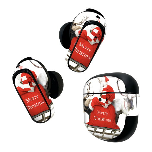 Bose QuietComfort Earbuds II 用 スキンシール ボーズ イヤバッズ2 用 ステッカー 本体3セット ケース1セット 保護 フィルム デコ クリスマス サンタ 写真 009971