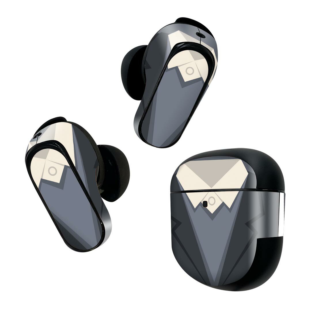 Bose QuietComfort Earbuds II 用 スキンシール ボーズ イヤバッズ2 用　ステッカー　本体3セット ケース1セット 保護 フィルム デコ おしゃれ　ファッション　モノクロ 010110