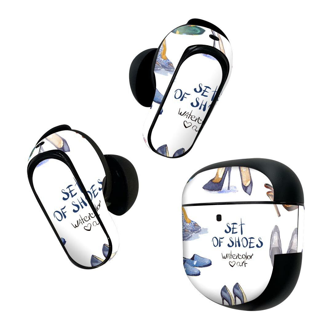 Bose QuietComfort Earbuds II 用 スキンシール ボーズ イヤバッズ2 用　ステッカー　本体3セット ケース1セット 保護 フィルム デコ おしゃれ　ファッション　水彩 010205