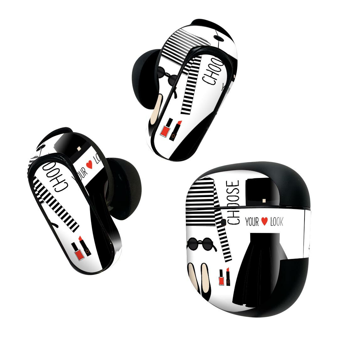 Bose QuietComfort Earbuds II 用 スキンシール ボーズ イヤバッズ2 用　ステッカー　本体3セット ケース1セット 保護 フィルム デコ おしゃれ　ファッション　メイク 010227