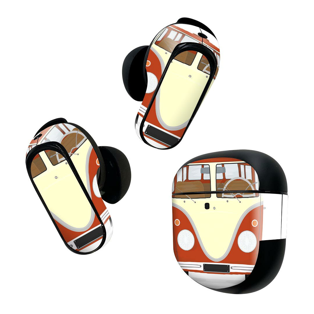 Bose QuietComfort Earbuds II 用 スキンシール ボーズ イヤバッズ2 用　ステッカー　本体3セット ケース1セット 保護 フィルム デコ 乗り物　車　赤 010314