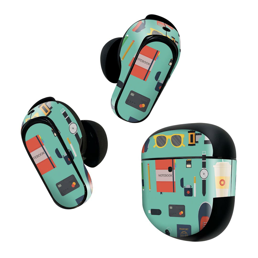 Bose QuietComfort Earbuds II 用 スキンシール ボーズ イヤバッズ2 用　ステッカー　本体3セット ケース1セット 保護 フィルム デコ おしゃれ　ファッション　カメラ 010329