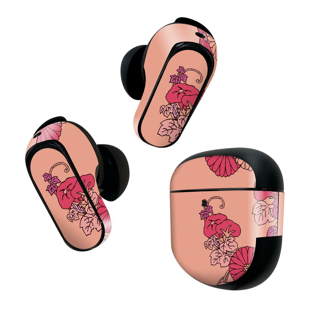 Bose QuietComfort Earbuds II 用 スキンシール ボーズ イヤバッズ2 用　ステッカー　本体3セット ケース1セット 保護 フィルム デコ 和風　和柄　 010359