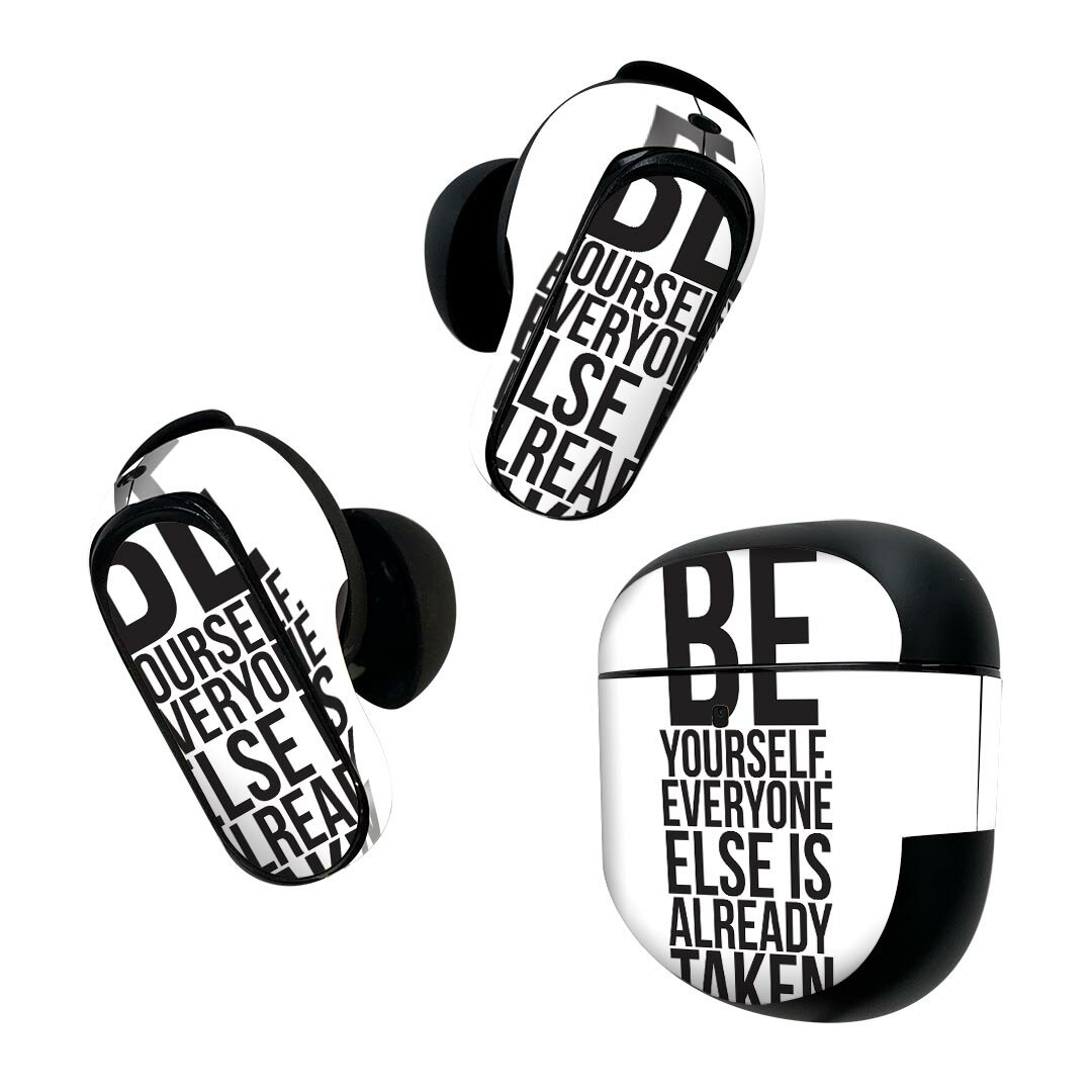 Bose QuietComfort Earbuds II 用 スキンシール ボーズ イヤバッズ2 用　ステッカー　本体3セット ケース1セット 保護 フィルム デコ 英語　文字　王冠 010408