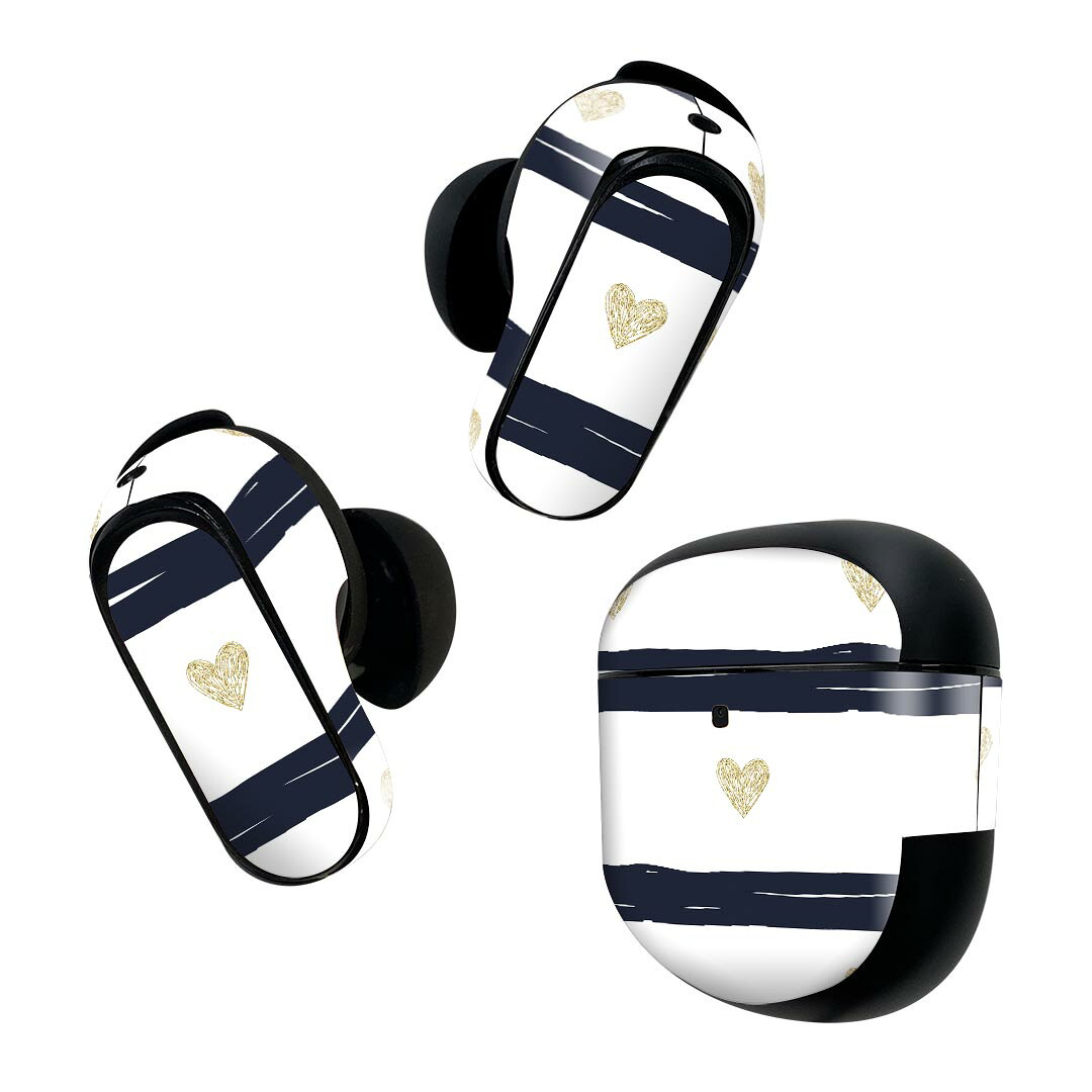 製品名 Bose QuietComfort Earbuds II 専用デザインスキンシール セット内容 Bose QuietComfort Earbuds II 専用シール　イヤホン（左右）3枚、充電ケース用シール 1枚AirPods第3世代専用です。第1?2世代、Proシリーズには対応していません。 商品特徴 再剥離性シートを素材に採用し、細かな位置調整がしやすく貼り直しが容易です。また、エアフリーでもありますので気泡が簡単に逃げるので、キレイに貼ることができます。専用の業務プリンターを使い、商品画像と遜色のない美しい印刷仕上がり。 注意事項 画像はサンプルですので、ご覧の環境によっては多少色味に違いを感じる場合がございます。 イメージと違った、モニターと色味が異なるという理由での交換や返金はご対応出来かねます。スキンシールのみの販売で、機器本体や充電ケース本体は付属しません。シワができた場合、ドライヤーなどで軽く温め、外側に向けてシワを伸ばすように貼ってください。初回貼付時の位置調整や貼り直しは可能ですが、しっかりと押し付けて接着させた後の再剥離、再利用は保証しておりません。また接着部に油分や汚れが付着しますと角の部分は剥がれやすくなりますので、貼付時はあまり触れないようにご注意ください。無地のセミグロスシートにデザインをプリントした商品で、デコなどの加工はございません。 凹凸や光沢があるように見えたり布地や金属を素材にしたように見える商品もありますが、デザインの図版によるものです。印刷時に微妙な画像のズレが生じる場合がございます。ご注文後に1点1点制作する受注生産品の為、不良品以外のご返品や交換は固くお断りします。 商品発送 完全受注生産のハンドメイド商品となりますので、既製品と比べて発送までお時間を頂いています。 基本的に決済確認後2~3営業日、最大で10営業日での発送となります。繁忙期や休業日明けの場合はさらに時間がかかる場合があります。 その際には別途メールにてご連絡致します。メール便の場合、発送日から到着までに2?4日ほどかかる場合が多く、紛失などの保障もご対応できかねます。あらかじめご了承下さい。