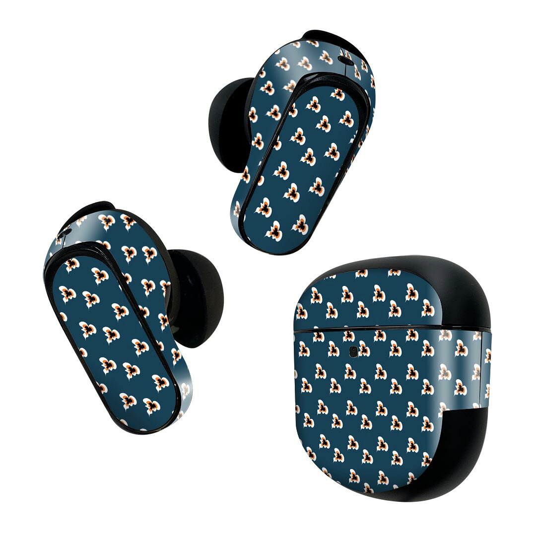 Bose QuietComfort Earbuds II 用 スキンシール ボーズ イヤバッズ2 用　ステッカー　本体3セット ケース1セット 保護 フィルム デコ 模様　緑　オレンジ 010582